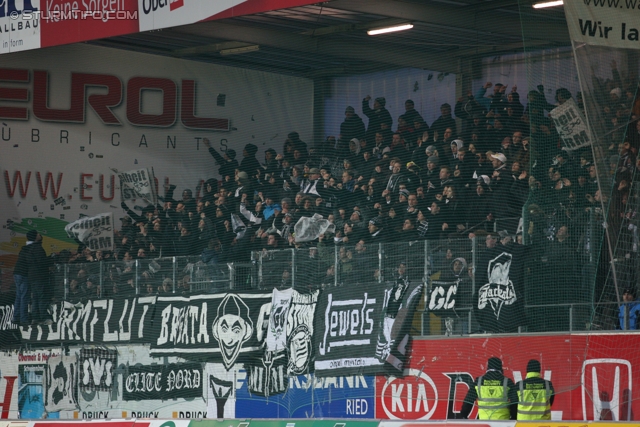 Ried - Sturm Graz
Oesterreichische Fussball Bundesliga, 19. Runde,  SV Ried - SK Sturm Graz, Arena Ried, 17.12.2011. 

Foto zeigt Fans von Sturm
