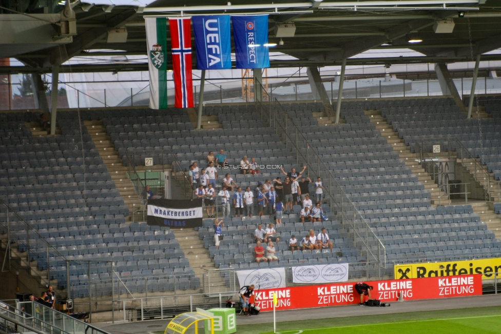 Sturm Graz - Haugesund
UEFA Europa League Qualifikation 2 Runde, SK Sturm Graz - FK Haugesund, Stadion Liebenau Graz, 01.08.2019. 

Foto zeigt Fans von Haugesund

