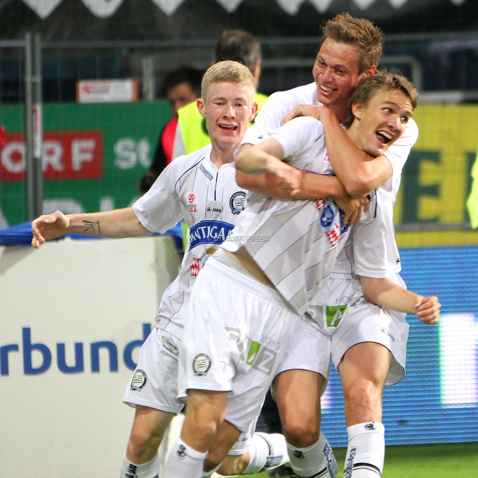 Sturm Graz - Innsbruck
Oesterreichische Fussball Bundesliga, 36. Runde, SK Sturm Graz - FC Wacker Innsbruck, Stadion Liebenau, 25.5.2011. 

Foto zeigt Florian Kainz (Sturm), Roman Kienast (Sturm) und Andreas Hoelzl (Sturm)
Schlüsselwörter: torjubel