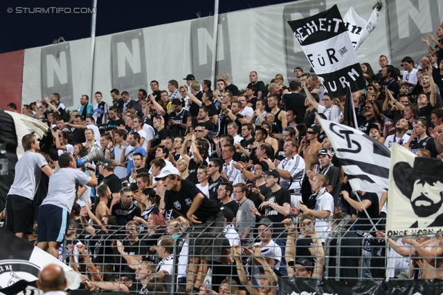 Admira - Sturm Graz
Oesterreichische Fussball Bundesliga, 7. Runde,  FC Admira - SK Sturm Graz, Stadion Suedstadt, 10.9.2011. 

Foto zeigt Fans von Sturm
