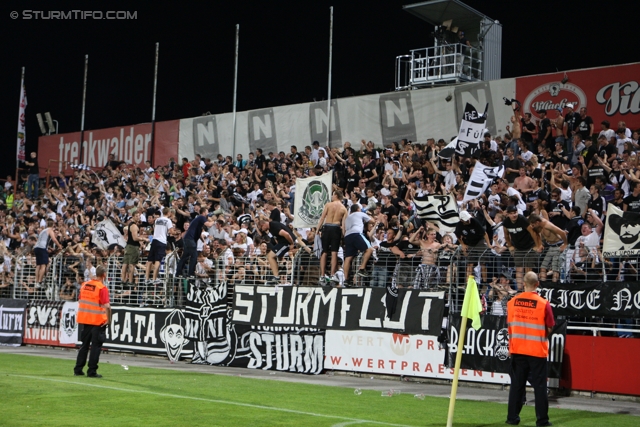 Admira - Sturm Graz
Oesterreichische Fussball Bundesliga, 7. Runde,  FC Admira - SK Sturm Graz, Stadion Suedstadt, 10.9.2011. 

Foto zeigt Fans von Sturm
