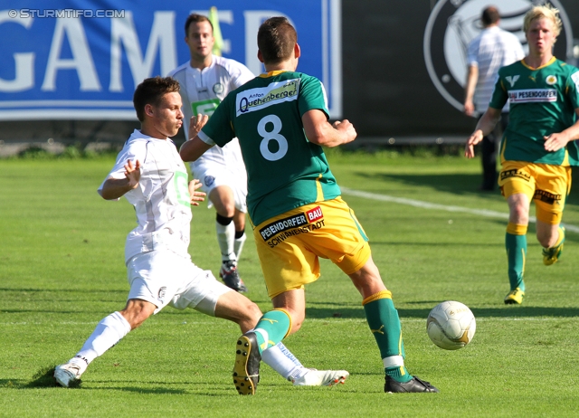 Sturm Amateure - Voecklamarkt
Regionalliga Mitte, 6. Runde,  Sturm Graz Amateure - UVB Voecklamarkt, Trainingszentrum Messendorf, 11.9.2011. 

Foto zeigt David Schloffer (Sturm Amateure) und Andreas Weiss (Voecklamarkt)
