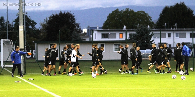 Vorberichte Sturm-Lok Moskau
UEFA Europa League Gruppenphase 1. Spieltag,  Vorberichte SK Sturm Graz - FC Lokomotiv Moskau, Pressekonferenz und Abschlusstraining, Stadion Liebenau, 14.9.2011. 

Foto zeigt die Mannschaft von Sturm
