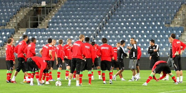 Vorberichte Sturm-Lok Moskau
UEFA Europa League Gruppenphase 1. Spieltag,  Vorberichte SK Sturm Graz - FC Lokomotiv Moskau, Pressekonferenz und Abschlusstraining, Stadion Liebenau, 14.9.2011. 

Foto zeigt die Mannschaft von Lok Moskau
