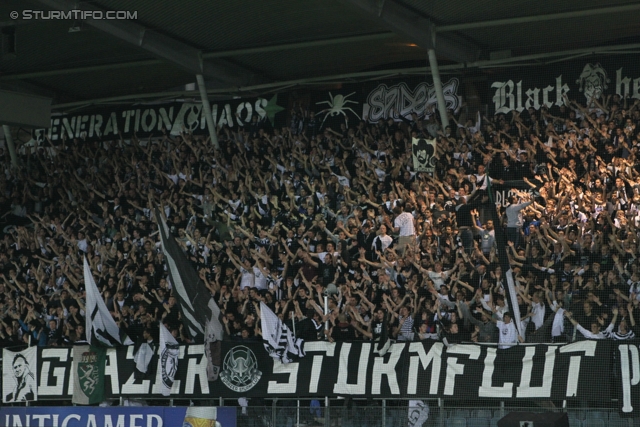 Sturm-Lok Moskau
UEFA Europa League Gruppenphase 1. Spieltag,  SK Sturm Graz - FC Lokomotiv Moskau, Stadion Liebenau, 15.9.2011. 

Foto zeigt Fans von Sturm
