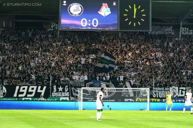 Sturm-Lok Moskau
UEFA Europa League Gruppenphase 1. Spieltag,  SK Sturm Graz - FC Lokomotiv Moskau, Stadion Liebenau, 15.9.2011. 

Foto zeigt Fans von Sturm
