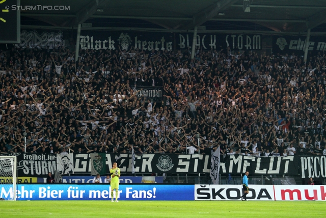 Sturm-Lok Moskau
UEFA Europa League Gruppenphase 1. Spieltag,  SK Sturm Graz - FC Lokomotiv Moskau, Stadion Liebenau, 15.9.2011. 

Foto zeigt Fans von Sturm
