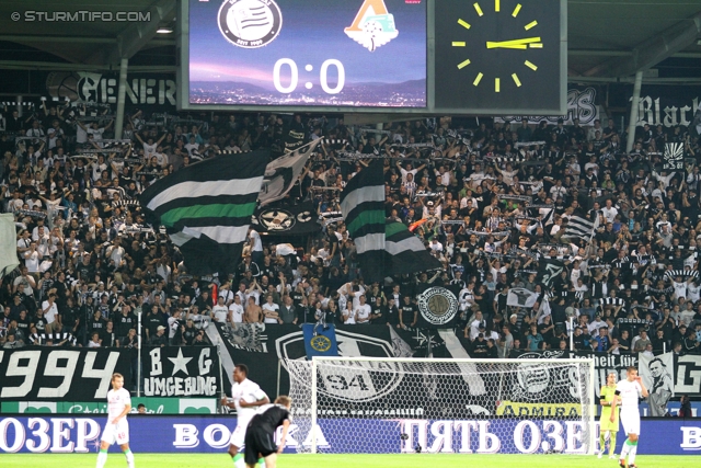 Sturm-Lok Moskau
UEFA Europa League Gruppenphase 1. Spieltag,  SK Sturm Graz - FC Lokomotiv Moskau, Stadion Liebenau, 15.9.2011. 

Foto zeigt Fans von Sturm
