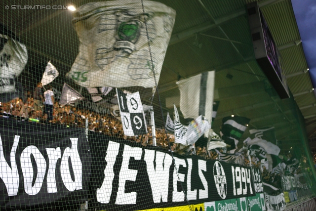 Sturm-Lok Moskau
UEFA Europa League Gruppenphase 1. Spieltag,  SK Sturm Graz - FC Lokomotiv Moskau, Stadion Liebenau, 15.9.2011. 

Foto zeigt Fans von Sturm
