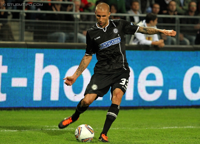 Sturm-Lok Moskau
UEFA Europa League Gruppenphase 1. Spieltag,  SK Sturm Graz - FC Lokomotiv Moskau, Stadion Liebenau, 15.9.2011. 

Foto zeigt Patrick Wolf (Sturm)
