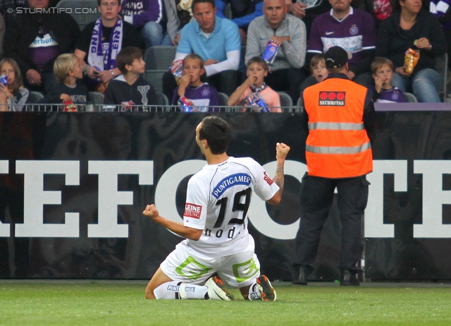 Austria Wien - Sturm Graz
Oesterreichische Fussball Bundesliga, 9. Runde,  FK Austria Wien - SK Sturm Graz, Franz-Horr-Stadion, 24.9.2011. 

Foto zeigt Darko Bodul (Sturm)
Schlüsselwörter: torjubel