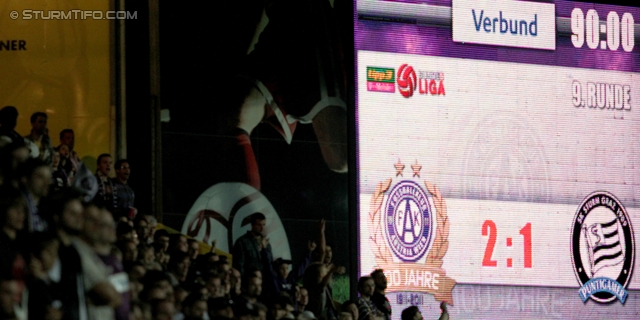 Austria Wien - Sturm Graz
Oesterreichische Fussball Bundesliga, 9. Runde,  FK Austria Wien - SK Sturm Graz, Franz-Horr-Stadion, 24.9.2011. 

Foto zeigt die Anzeigetafel
