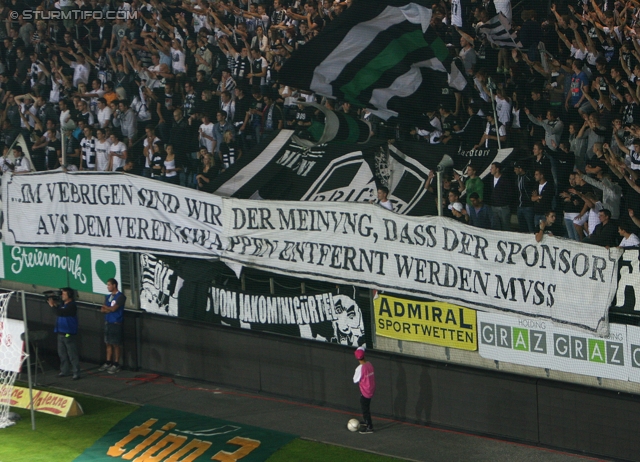 Sturm Graz - Ried
Oesterreichische Fussball Bundesliga, 10. Runde,  SK Sturm Graz - SV Ried, Stadion Liebenau Graz, 2.10.2011. 

Foto zeigt Fans von Sturm
