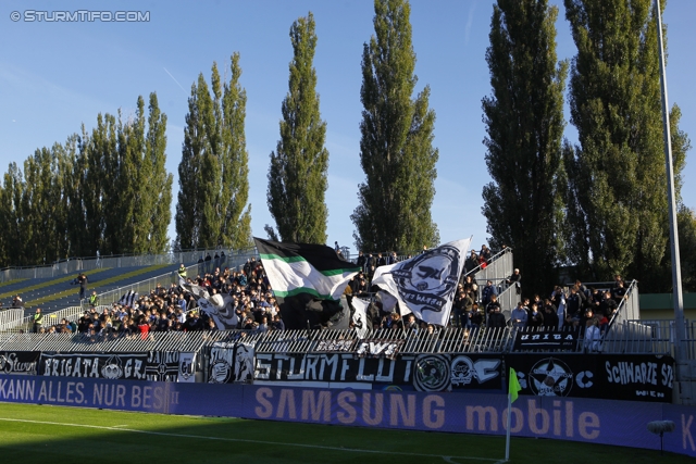 Mattersburg - Sturm Graz
Oesterreichische Fussball Bundesliga, 11. Runde,  SV Mattersburg - SK Sturm Graz, Pappelstadion Mattersburg, 16.10.2011. 

Foto zeigt Fans von Sturm
