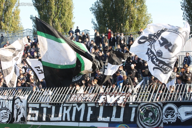 Mattersburg - Sturm Graz
Oesterreichische Fussball Bundesliga, 11. Runde,  SV Mattersburg - SK Sturm Graz, Pappelstadion Mattersburg, 16.10.2011. 

Foto zeigt Fans von Sturm
