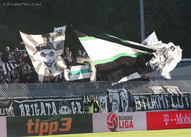 Mattersburg - Sturm Graz
Oesterreichische Fussball Bundesliga, 11. Runde,  SV Mattersburg - SK Sturm Graz, Pappelstadion Mattersburg, 16.10.2011. 

Foto zeigt Fans von Sturm
