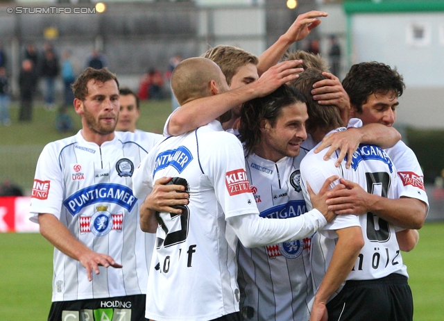 Mattersburg - Sturm Graz
Oesterreichische Fussball Bundesliga, 11. Runde,  SV Mattersburg - SK Sturm Graz, Pappelstadion Mattersburg, 16.10.2011. 

Foto zeigt Juergen Saeumel (Sturm), Patrick Wolf (Sturm), Manuel Weber (Sturm), Imre Szabics (Sturm), Andreas Hoelzl (Sturm) und Giorgi Popkhadze (Sturm)
Schlüsselwörter: torjubel