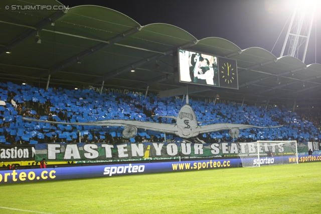 Sturm Graz - Anderlecht
UEFA Europa League Gruppenphase 3. Spieltag, SK Sturm Graz - RSC Anderlecht, Stadion Liebenau Graz, 20.10.2011. 

Foto zeigt Fans von Sturm mit einer Choreografie
