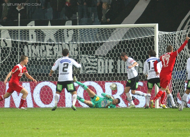 Sturm Graz - Admira
OEFB Cup, Achtelfinale,  SK Sturm Graz -  FC Admira, Stadion Liebenau Graz, 26.10.2011. 

Foto zeigt Giorgi Popkhadze (Sturm), Silvije Cavlina (Sturm), Juergen Saeumel (Sturm), Thomas Burgstaller (Sturm) und Christopher Dibon (Admira)
