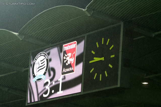 Sturm Graz - Admira
OEFB Cup, Achtelfinale,  SK Sturm Graz -  FC Admira, Stadion Liebenau Graz, 26.10.2011. 

Foto zeigt die Anzeigetafel
