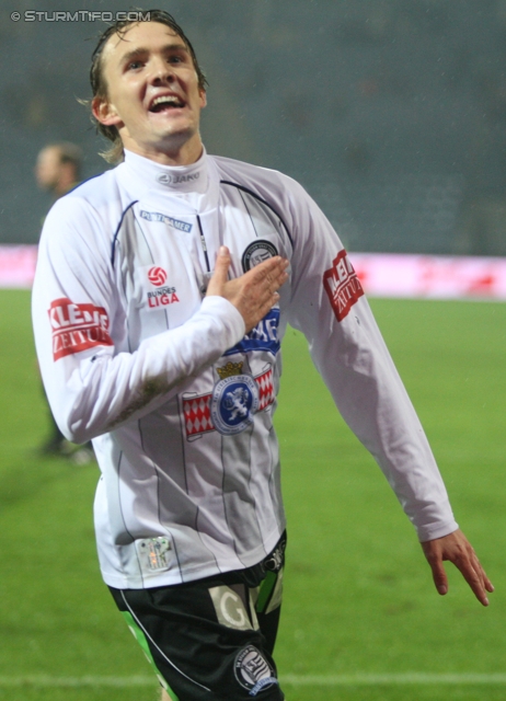 Sturm Graz - Admira
OEFB Cup, Achtelfinale,  SK Sturm Graz -  FC Admira, Stadion Liebenau Graz, 26.10.2011. 

Foto zeigt Andreas Hoelzl (Sturm)
Schlüsselwörter: torjubel