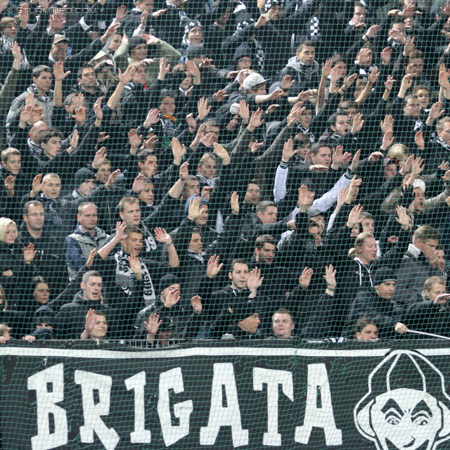 Rapid - Sturm Graz
Oesterreichische Fussball Bundesliga, 13. Runde,  SK Rapid Wien - SK Sturm Graz, Gerhard Hanappi Stadion Wien, 29.10.2011. 

Foto zeigt Fans von Sturm
