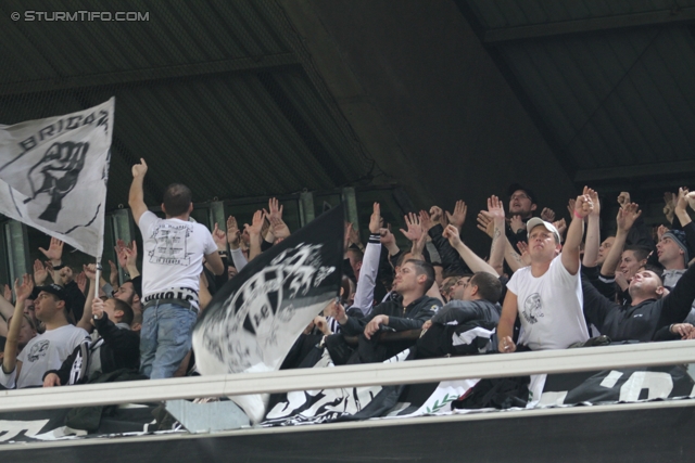 Anderlecht-Sturm
UEFA Europa League Gruppenphase 4. Spieltag, RSC Anderlecht - SK Sturm Graz, Constant Vanden Stock Stadion Anderlecht, 3.11.2011. 

Foto zeigt Fans von Sturm
