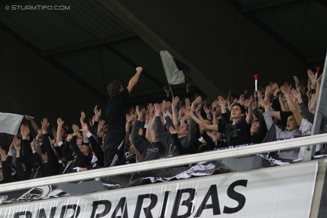 Vorberichte Anderlecht-Sturm
UEFA Europa League Gruppenphase 4. Spieltag, RSC Anderlecht - SK Sturm Graz, Constant Vanden Stock Stadion Anderlecht, 3.11.2011. 

Foto zeigt Fans von Sturm
