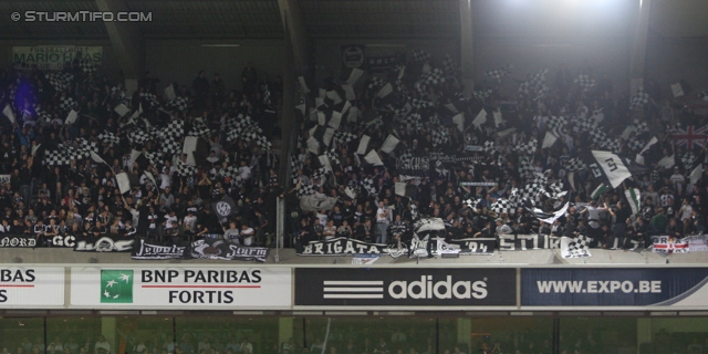 Anderlecht-Sturm
UEFA Europa League Gruppenphase 4. Spieltag, RSC Anderlecht - SK Sturm Graz, Constant Vanden Stock Stadion Anderlecht, 3.11.2011. 

Foto zeigt Fans von Sturm
