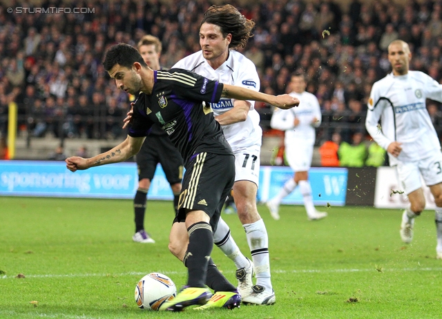 Anderlecht-Sturm
UEFA Europa League Gruppenphase 4. Spieltag, RSC Anderlecht - SK Sturm Graz, Constant Vanden Stock Stadion Anderlecht, 3.11.2011.  

Foto zeigt Imre Szabics (Sturm)
