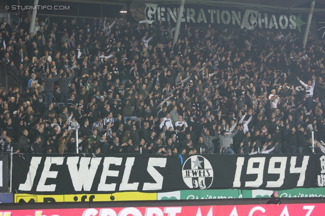 Sturm Graz - Kapfenberg
Oesterreichische Fussball Bundesliga, 14. Runde,  SK Sturm Graz - Kapfenberger SV, Stadion Liebenau Graz, 6.11.2011. 

Foto zeigt Fans von Sturm
