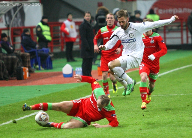 Lok Moskau - Sturm Graz
UEFA Europa League Gruppenphase 5. Spieltag, FC Lokomotiv Moskau - SK Sturm Graz, Lokomotiv Stadion Moskau, 1.12.2011. 

Foto zeigt Denis Glushakov (Lok Moskau) und Martin Ehrenreich (Sturm)
