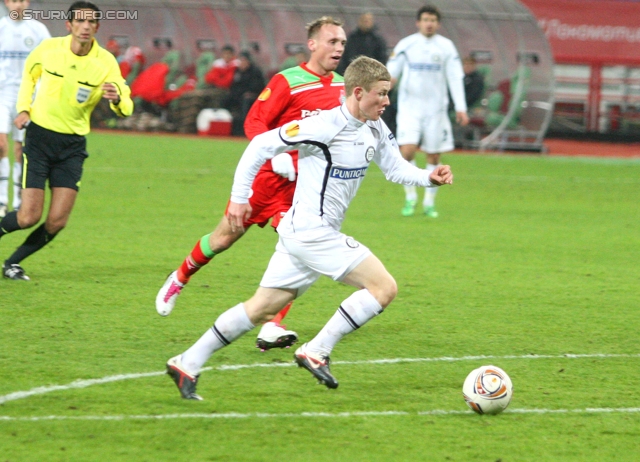 Lok Moskau - Sturm Graz
UEFA Europa League Gruppenphase 5. Spieltag, FC Lokomotiv Moskau - SK Sturm Graz, Lokomotiv Stadion Moskau, 1.12.2011. 

Foto zeigt Florian Kainz (Sturm)
