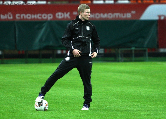 Vorberichte Lok Moskau - Sturm Graz
UEFA Europa League Gruppenphase 5. Spieltag, Vorberichte FC Lokomotiv Moskau - SK Sturm Graz, Abschlusstraining, Lokomotiv Stadion Moskau, 30.11.2011. 

Foto zeigt Florian Kainz (Sturm)
