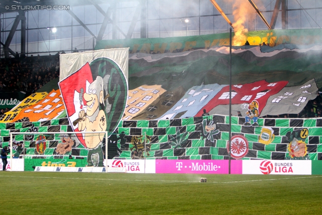 Innsbruck - Sturm Graz
Oesterreichische Fussball Bundesliga, 17. Runde, FC Wacker Innsbruck - SK Sturm Graz, Tivoli Neu Innsbruck, 4.12.2011. 

Foto zeigt Fans von Wacker Innsbruck mit einer Choreografie
