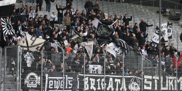 Innsbruck - Sturm Graz
Oesterreichische Fussball Bundesliga, 17. Runde, FC Wacker Innsbruck - SK Sturm Graz, Tivoli Neu Innsbruck, 4.12.2011. 

Foto zeigt Fans von Sturm
