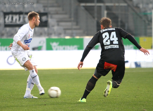 Innsbruck - Sturm Graz
Oesterreichische Fussball Bundesliga, 17. Runde, FC Wacker Innsbruck - SK Sturm Graz, Tivoli Neu Innsbruck, 4.12.2011. 

Foto zeigt Martin Ehrenreich (Sturm) und Christopher Wernitznig (Innsbruck)
