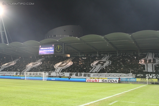 Sturm Graz - AEK Athen
UEFA Europa League Gruppenphase 6. Spieltag, SK Sturm Graz - AEK Athen, Stadion Liebenau Graz, 14.12.2011. 

Foto zeigt Fans von Sturm mit einer Choreografie
