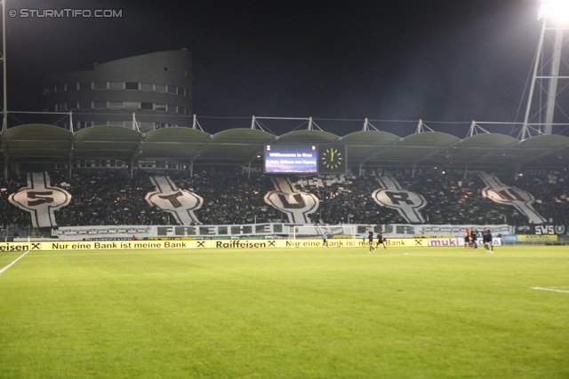 Sturm Graz - AEK Athen
UEFA Europa League Gruppenphase 6. Spieltag, SK Sturm Graz - AEK Athen, Stadion Liebenau Graz, 14.12.2011. 

Foto zeigt Fans von Sturm mit einer Choreografie
