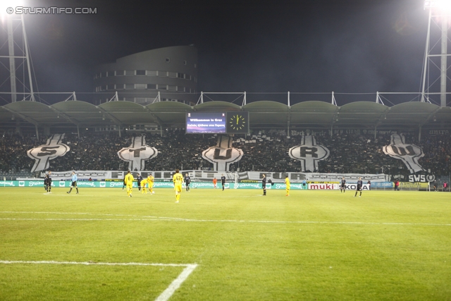 Sturm Graz - AEK Athen
UEFA Europa League Gruppenphase 6. Spieltag, SK Sturm Graz - AEK Athen, Stadion Liebenau Graz, 14.12.2011. 

Foto zeigt Fans von Sturm mit einer Choreografie
