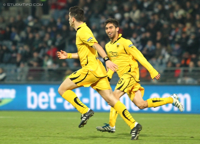 Sturm Graz - AEK Athen
UEFA Europa League Gruppenphase 6. Spieltag, SK Sturm Graz - AEK Athen, Stadion Liebenau Graz, 14.12.2011. 

Foto zeigt Kostas Manolas (AEK Athen)
Schlüsselwörter: torjubel