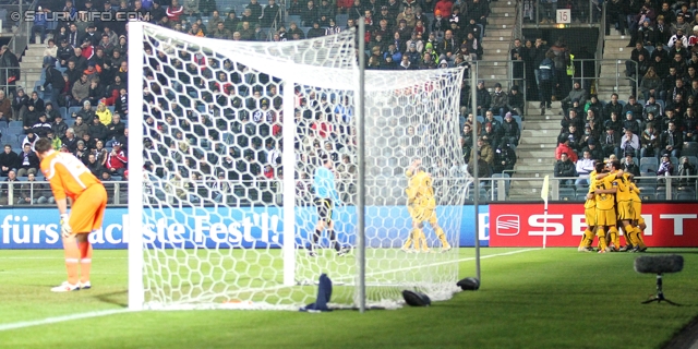 Sturm Graz - AEK Athen
UEFA Europa League Gruppenphase 6. Spieltag, SK Sturm Graz - AEK Athen, Stadion Liebenau Graz, 14.12.2011. 

Foto zeigt Silvije Cavlina (Sturm)
Schlüsselwörter: torjubel