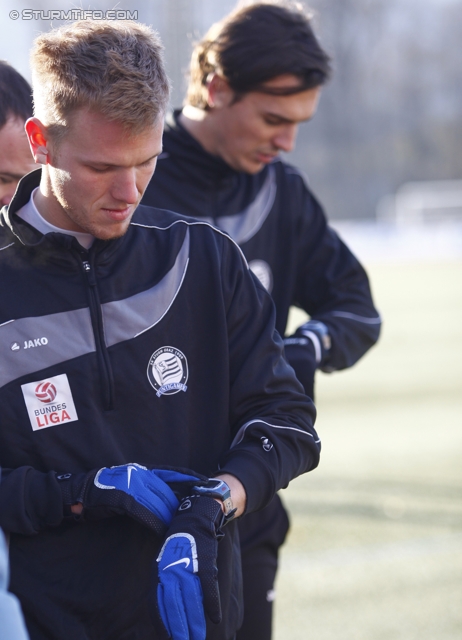 Laktattest Sturm Graz
Oesterreichische Fussball Bundesliga, Laktattest SK Sturm Graz, Sportstadion Gratkorn, 9.1.2012. 

Foto zeigt Dominic Puercher (Sturm) und Thomas Burgstaller (Sturm)
