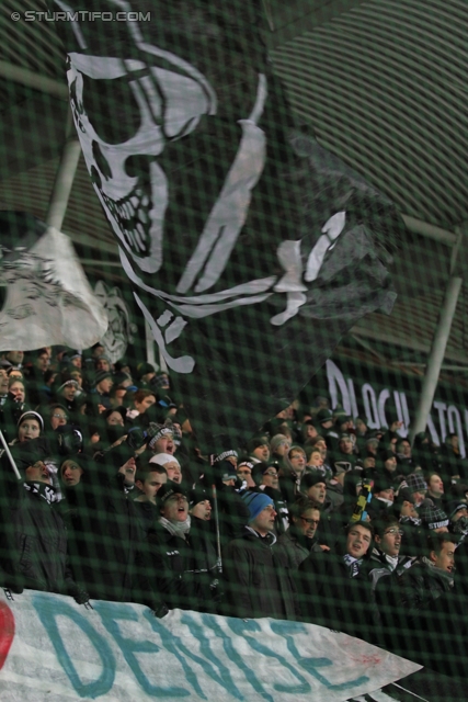 Sturm Graz - Mattersburg
Oesterreichische Fussball Bundesliga, 20. Runde,  SK Sturm Graz - SV Mattersburg, Stadion Liebenau Graz, 11.02.2012. 

Foto zeigt Fans von Sturm
