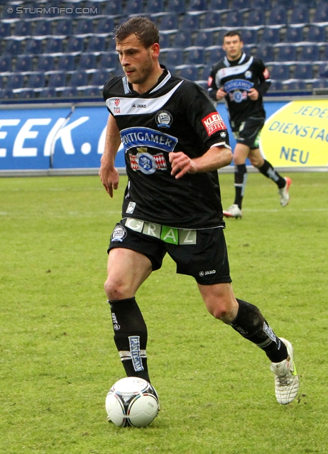 Salzburg - Sturm Graz
Oesterreichische Fussball Bundesliga, 21. Runde,  RB Salzburg - SK Sturm Graz, Stadion Wals-Siezenheim, 19.02.2012. 

Foto zeigt Juergen Saeumel (Sturm)
