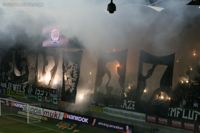 Sturm Graz - Rapid
Oesterreichische Fussball Bundesliga, 22. Runde, SK Sturm Graz - SK Rapid Wien, Stadion Liebenau Graz, 25.02.2012. 

Foto zeigt Fans von Sturm mit einer Choreografie
Schlüsselwörter: pyrotechnik