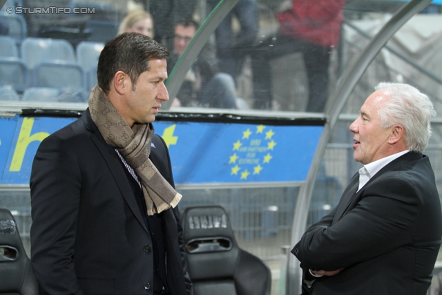 Sturm Graz - Rapid
Oesterreichische Fussball Bundesliga, 22. Runde, SK Sturm Graz - SK Rapid Wien, Stadion Liebenau Graz, 25.02.2012. 

Foto zeigt Franco Foda (Cheftrainer Sturm) und Hans Lang (Sportkoordinator Sturm)
