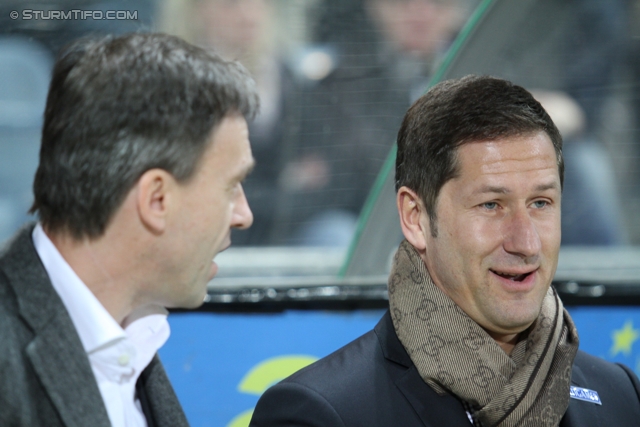 Sturm Graz - Rapid
Oesterreichische Fussball Bundesliga, 22. Runde, SK Sturm Graz - SK Rapid Wien, Stadion Liebenau Graz, 25.02.2012. 

Foto zeigt Christian Jauk (Praesident Sturm) und Franco Foda (Cheftrainer Sturm)
