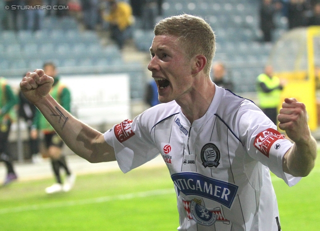 Sturm Graz - Innsbruck
Oesterreichische Fussball Bundesliga, 26. Runde,  SK Sturm Graz - FC Wacker Innsbruck, Stadion Liebenau Graz, 21.03.2012. 

Foto zeigt Florian Kainz (Sturm)
Schlüsselwörter: torjubel