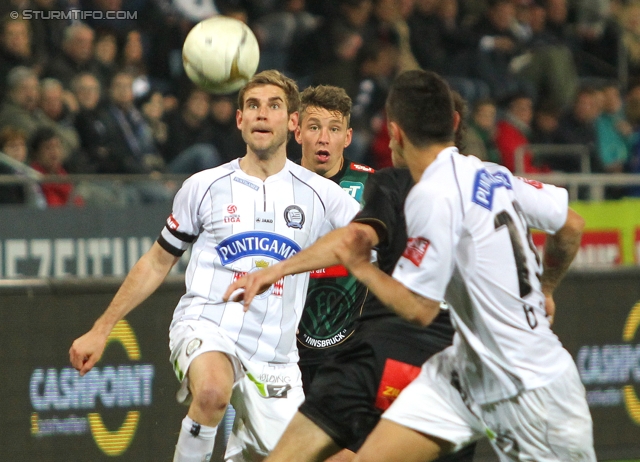 Sturm Graz - Innsbruck
Oesterreichische Fussball Bundesliga, 26. Runde,  SK Sturm Graz - FC Wacker Innsbruck, Stadion Liebenau Graz, 21.03.2012. 

Foto zeigt Manuel Weber (Sturm) und Darko Bodul (Sturm)
